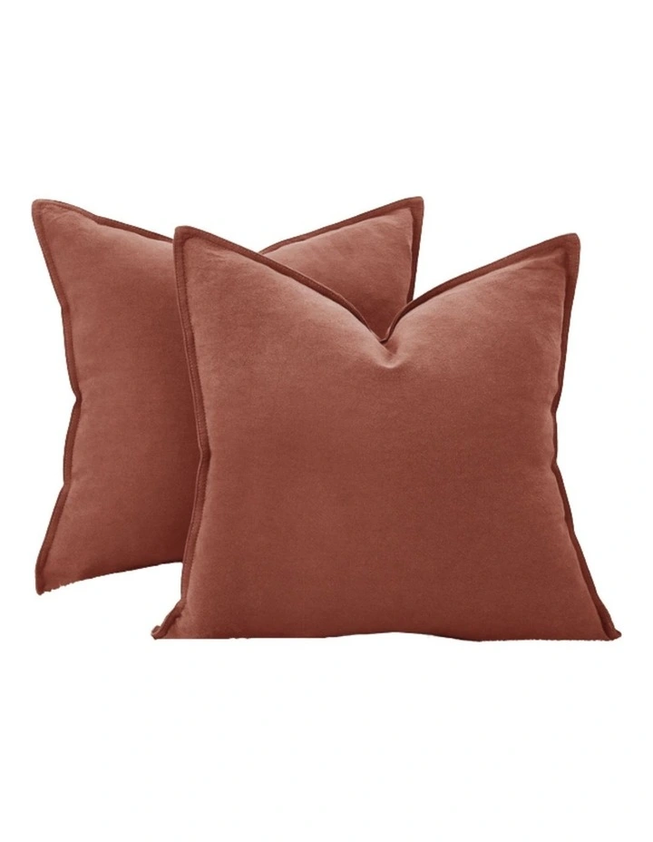 Linen-Cotton Cushion Covers in Brick 2 Pack (45x45cm) image 2