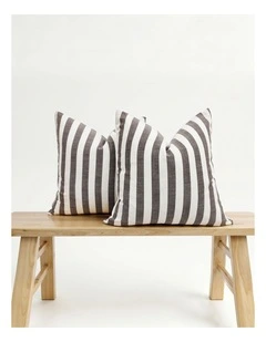 Yarn Dyed Linen Cotton Cushion Covers in Cocoa 2 Pack (45x45cm)