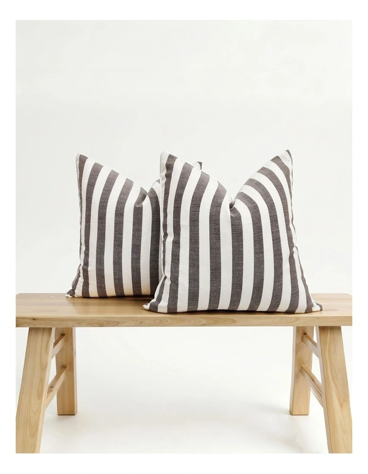 Yarn Dyed Linen Cotton Cushion Covers in Cocoa 2 Pack (45x45cm) image 1