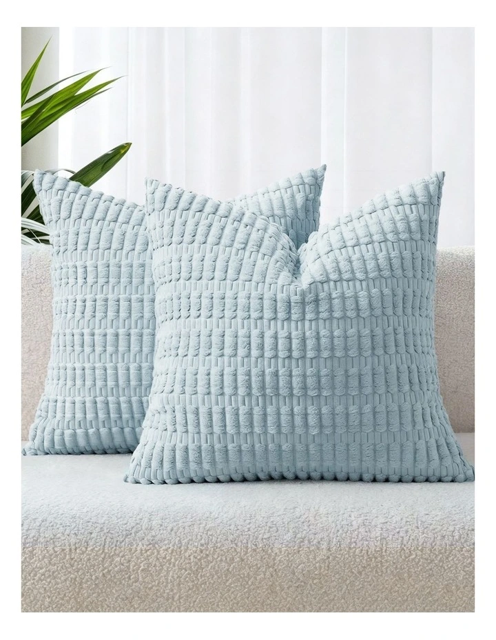 Boho Corduroy Cushion Covers in Sky 2 Pack (45x45cm) image 1