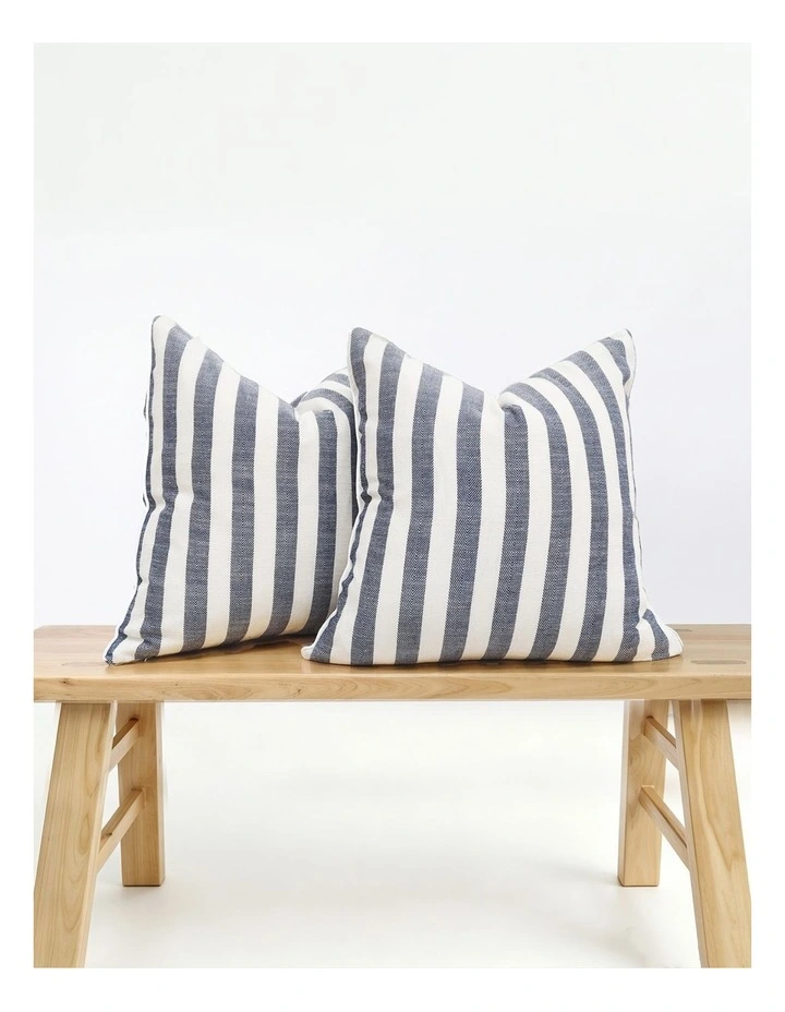 Yarn Dyed Linen Cotton Cushion Covers in Navy 2 Pack (45x45cm) image 1
