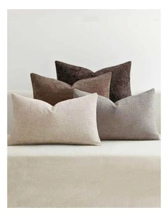 Chenille Grid Cushion Covers in Ash Brown 4 Pack (30x50cm)