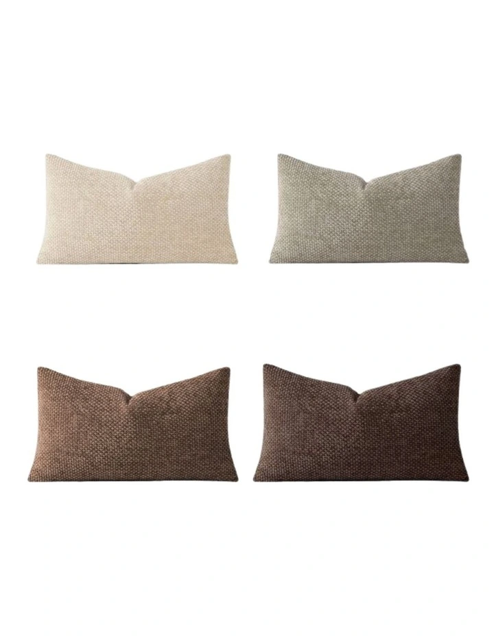 Chenille Grid Cushion Covers in Ash Brown 4 Pack (30x50cm) image 3