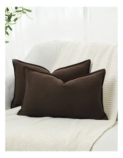 Linen-Cotton Cushion Covers in Dark Brown 2 Pack (30x50cm)