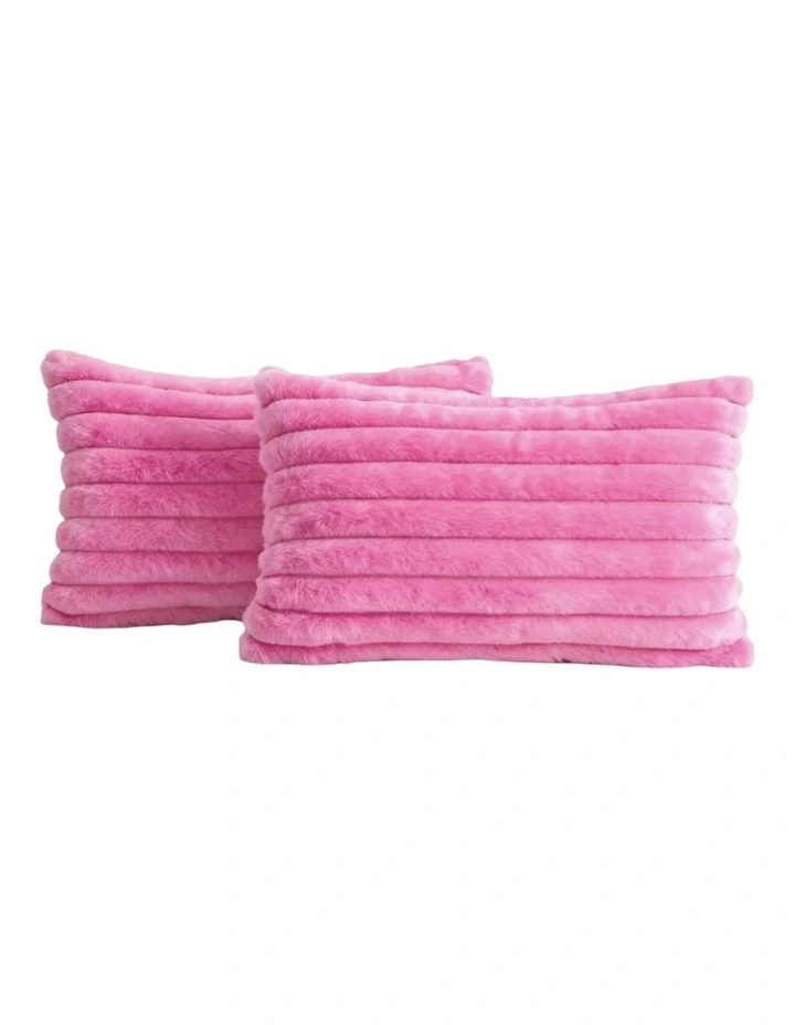 Faux Fur Cushion Covers in Hot Pink 2 Pack (30x50cm) image 2