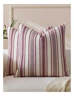 Heritage Linear Woven Cushion Covers in Burgundy 2 Pack (45x45cm)