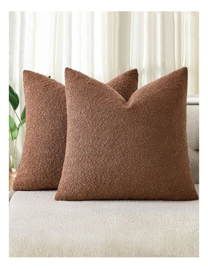 Boucle Cushion Covers in Brick 2 Pack (45x45cm) image 1