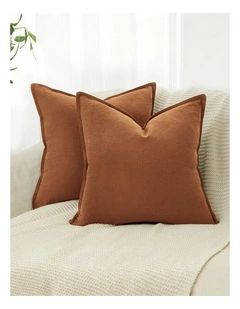 Linen-Cotton Cushion Covers in Terracotta 2 Pack (45x45cm)