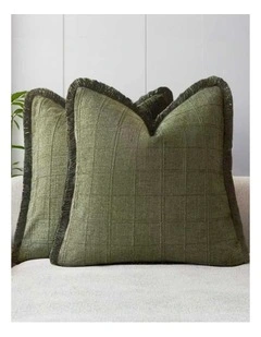 Linen Look Cushion Covers in Olive Green 2 Pack (45x45cm)