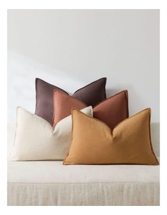 Linen-Cotton Cushion Covers in Warm Brown 4 Pack (30x50cm)