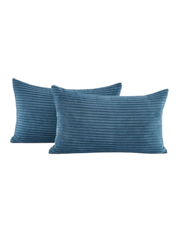 Corduroy Velvet Cushion Covers in Denim 2 Pack (30x50cm) image 2