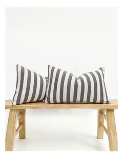 Yarn Dyed Linen Cotton Cushion Covers in Cocoa 2 Pack (30x50cm)