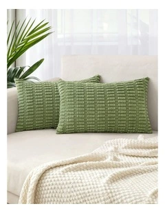 Boho Corduroy Cushion Covers in Sage Green 2 Pack (30x50cm)