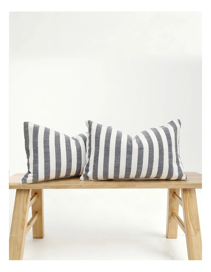 Yarn Dyed Linen Cotton Cushion Covers in Black 2 Pack (30x50cm) image 1