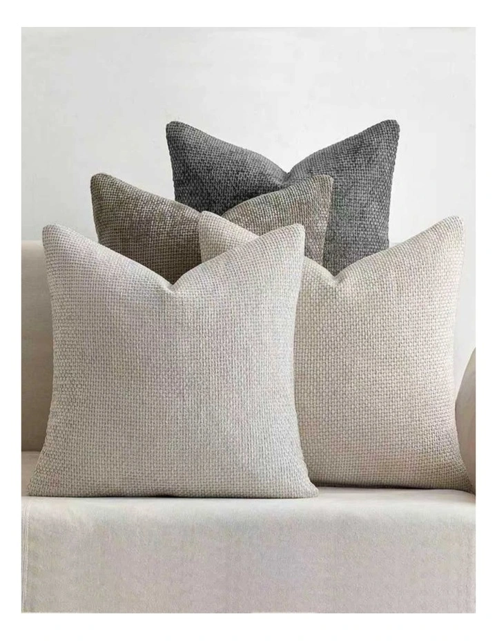 Chenille Grid Cushion Covers in Mix Grey 4 Pack (45x45cm) image 1