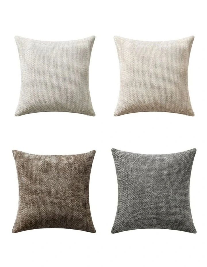Chenille Grid Cushion Covers in Mix Grey 4 Pack (45x45cm) image 3