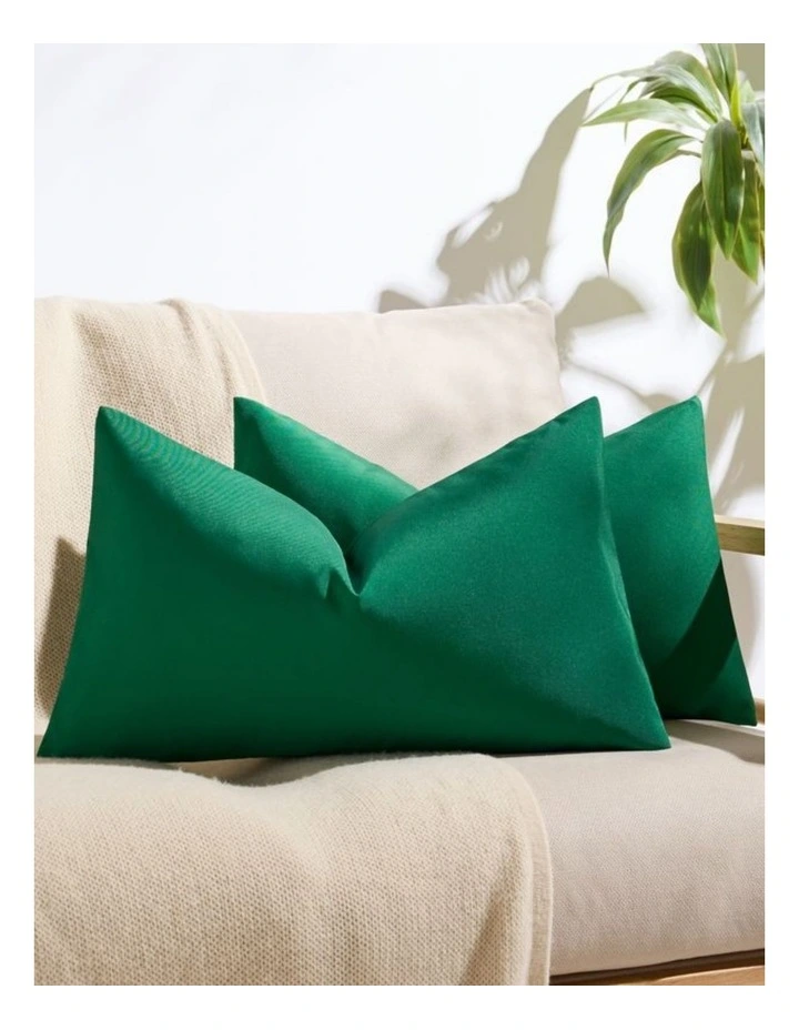 Outdoor Waterproof Cushion Covers in Emerald Green 2 Pack (30x50cm) image 1