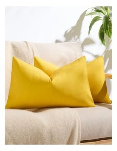 Outdoor Waterproof Cushion Covers in Yellow 2 Pack (30x50cm)