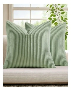 Corduroy Velvet Cushion Covers in Sage 2 Pack (45x45cm)