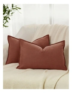 Linen-Cotton Cushion Covers in Brick 2 Pack (30x50cm)