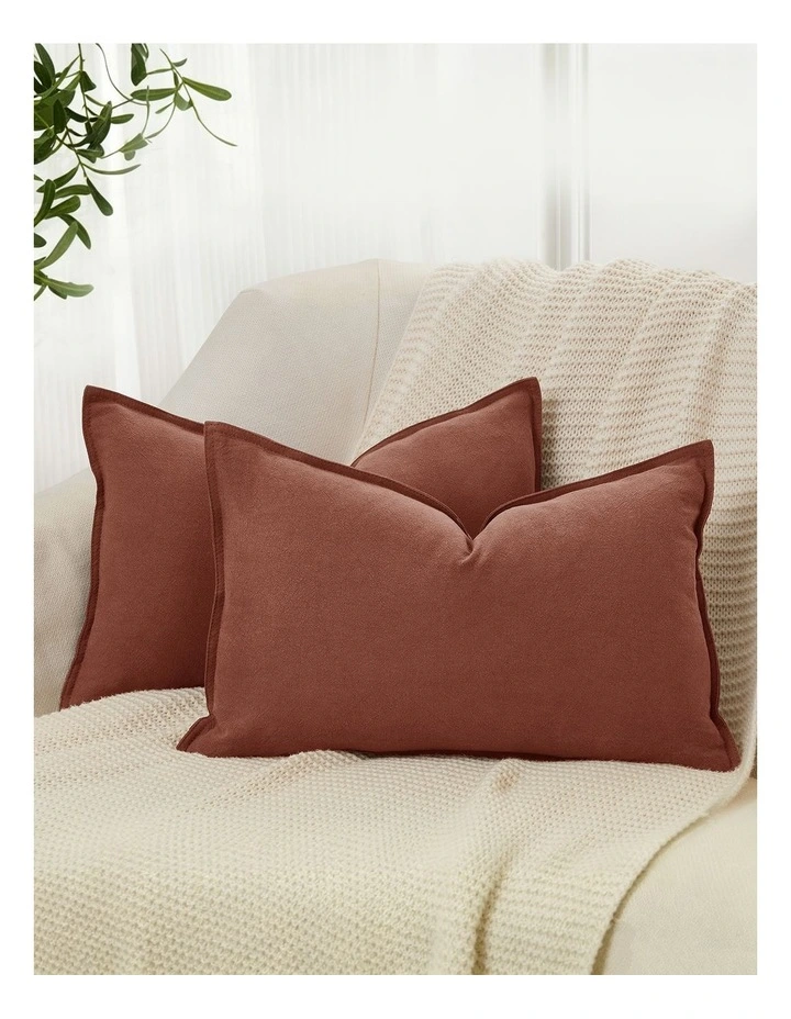 Linen-Cotton Cushion Covers in Brick 2 Pack (30x50cm) image 1