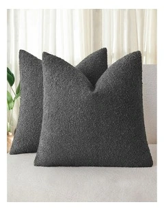 Boucle Cushion Covers in Charcoal 2 Pack (45x45cm)