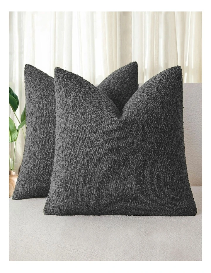 Boucle Cushion Covers in Charcoal 2 Pack (45x45cm) image 1
