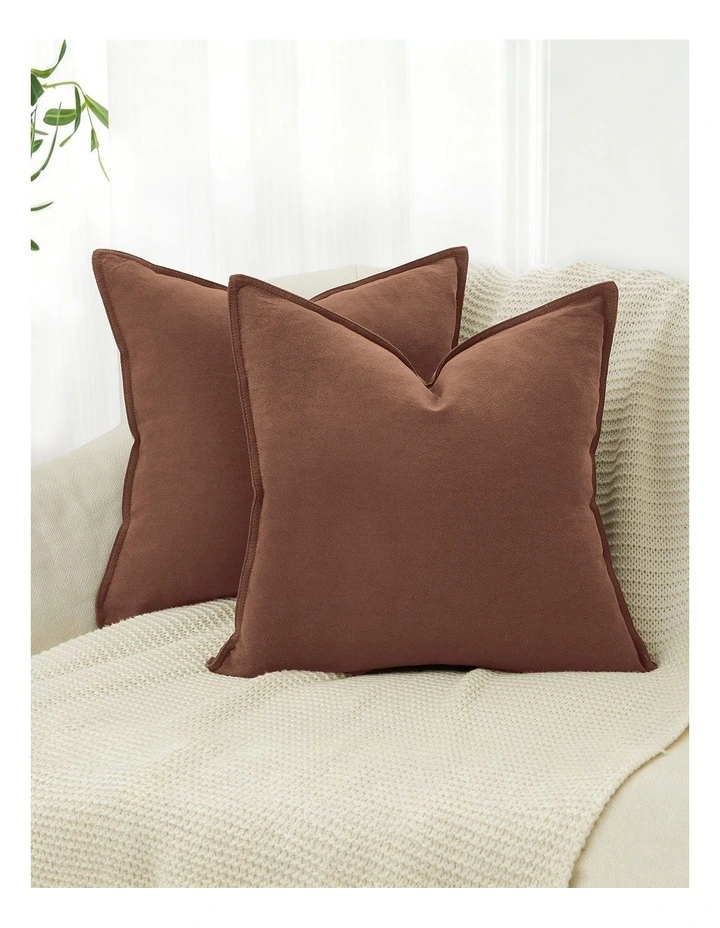 Linen-Cotton Cushion Covers in Cocoa Brown 2 Pack (45x45cm) image 1