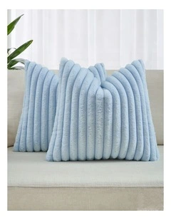 Faux Fur Cushion Covers in Sky 2 Pack (45x45cm)