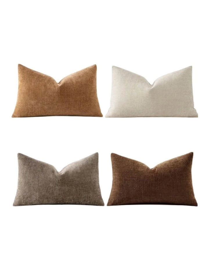 Chenille Haze Cushion Covers in Warm Brown 4 Pack (30x50cm) image 4