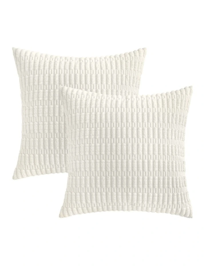 Boho Corduroy Cushion Covers in White 2 Pack (45x45cm) image 2