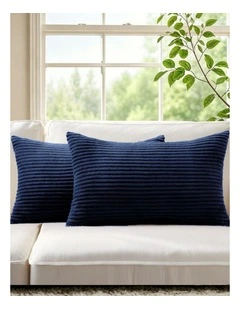 Corduroy Velvet Cushion Covers in Navy Blue 2 Pack (30x50cm)