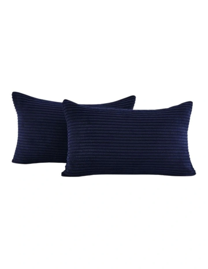 Corduroy Velvet Cushion Covers in Navy Blue 2 Pack (30x50cm) image 2