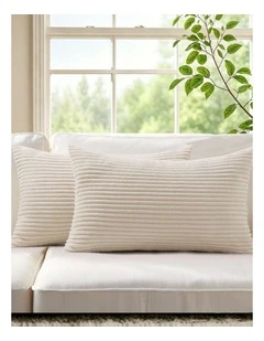 Corduroy Velvet Cushion Covers in Cream 2 Pack (30x50cm)