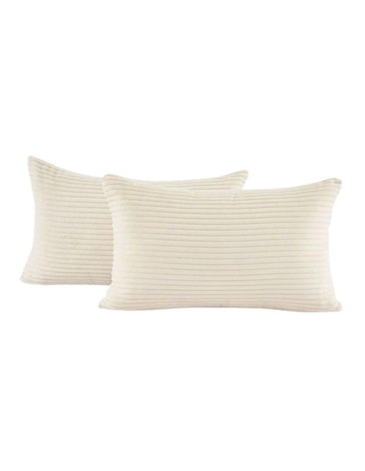 Corduroy Velvet Cushion Covers in Cream 2 Pack (30x50cm) image 2