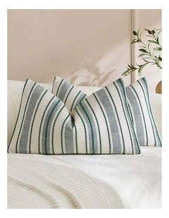 Heritage Linear Woven Cushion Covers in Forest Green 2 Pack (30x50cm)
