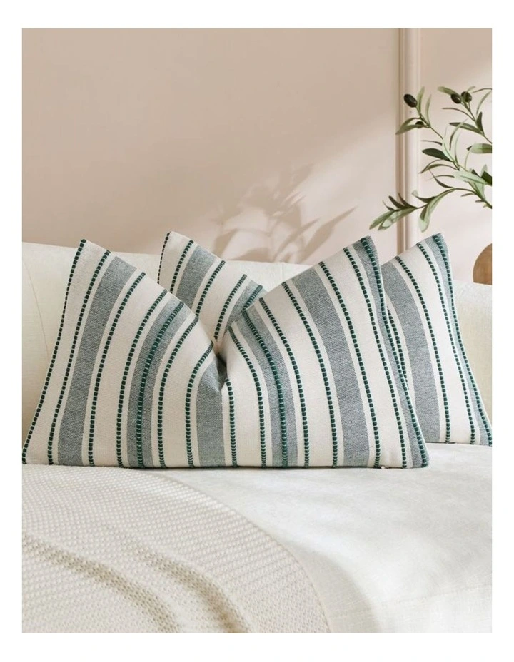 Heritage Linear Woven Cushion Covers in Forest Green 2 Pack (30x50cm) image 1