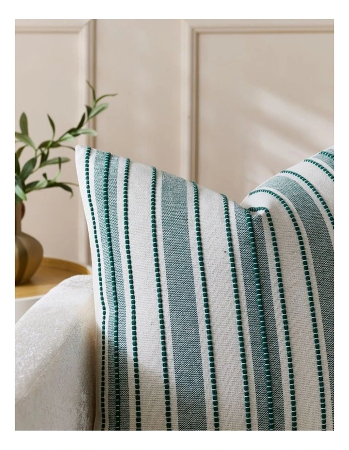 Heritage Linear Woven Cushion Covers in Forest Green 2 Pack (30x50cm) image 2
