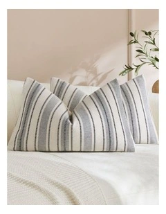 Heritage Linear Woven Cushion Covers in Light Grey 2 Pack (30x50cm)