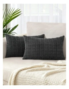 Boho Corduroy Cushion Covers in Dark Grey 2 Pack (30x50cm)