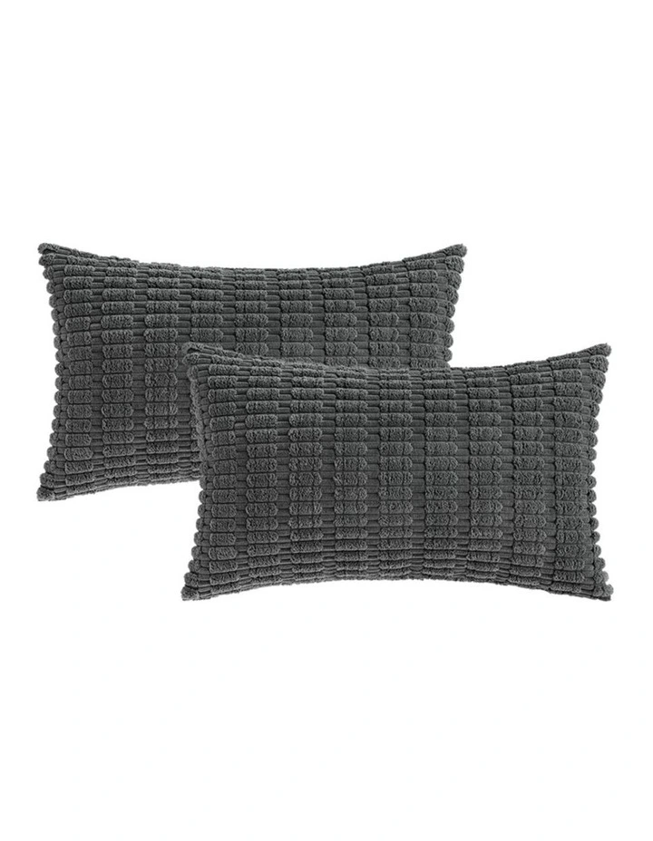 Boho Corduroy Cushion Covers in Dark Grey 2 Pack (30x50cm) image 2