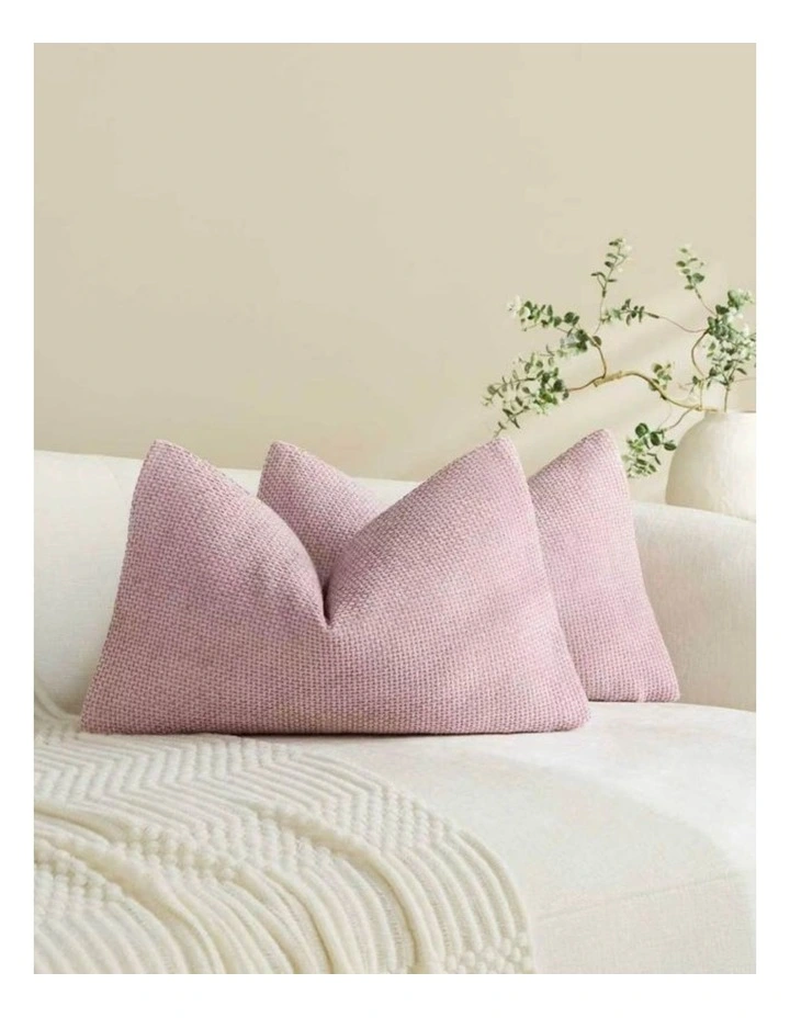 Chenille Grid Cushion Covers in Pink 2 Pack (30x50cm) image 1