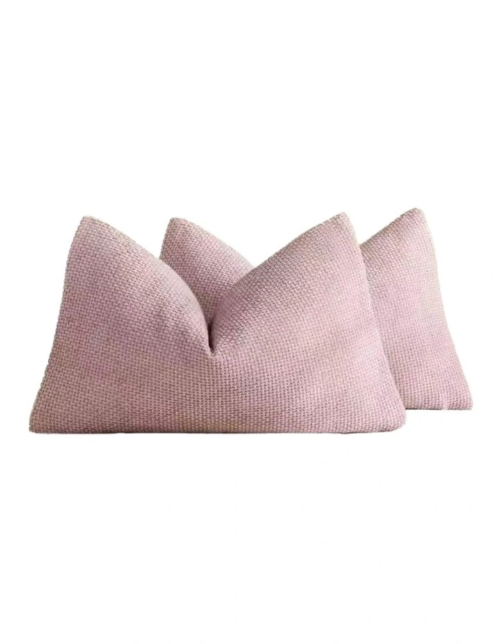 Chenille Grid Cushion Covers in Pink 2 Pack (30x50cm) image 2