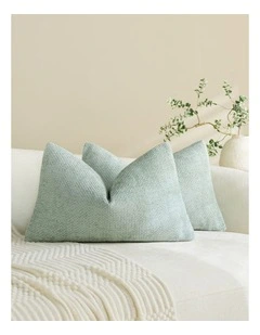 Chenille Grid Cushion Covers in Sage 2 Pack (30x50cm)