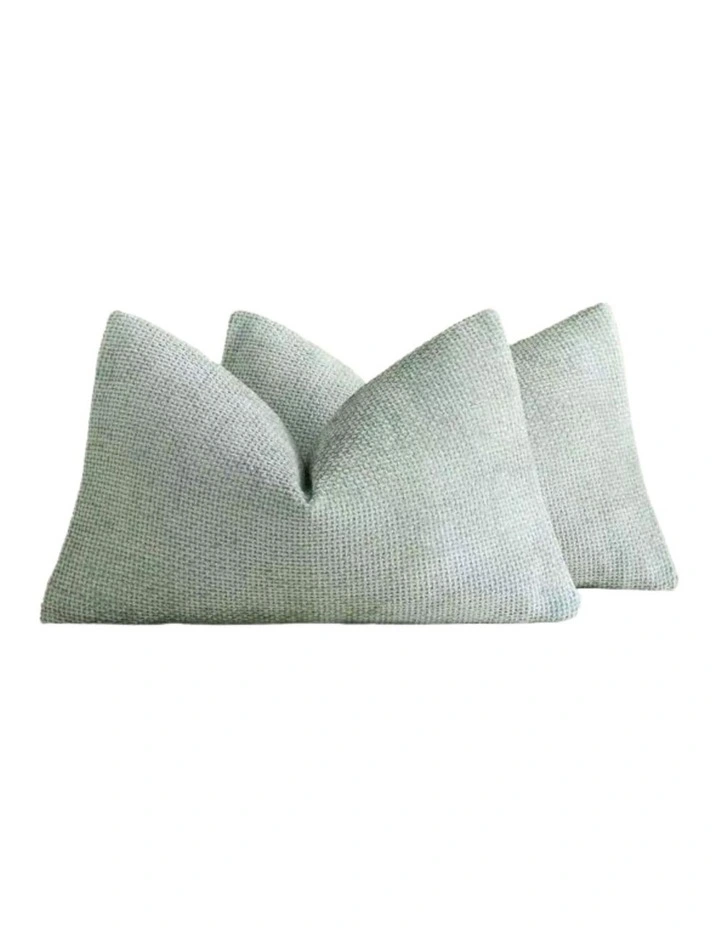 Chenille Grid Cushion Covers in Sage 2 Pack (30x50cm) image 2