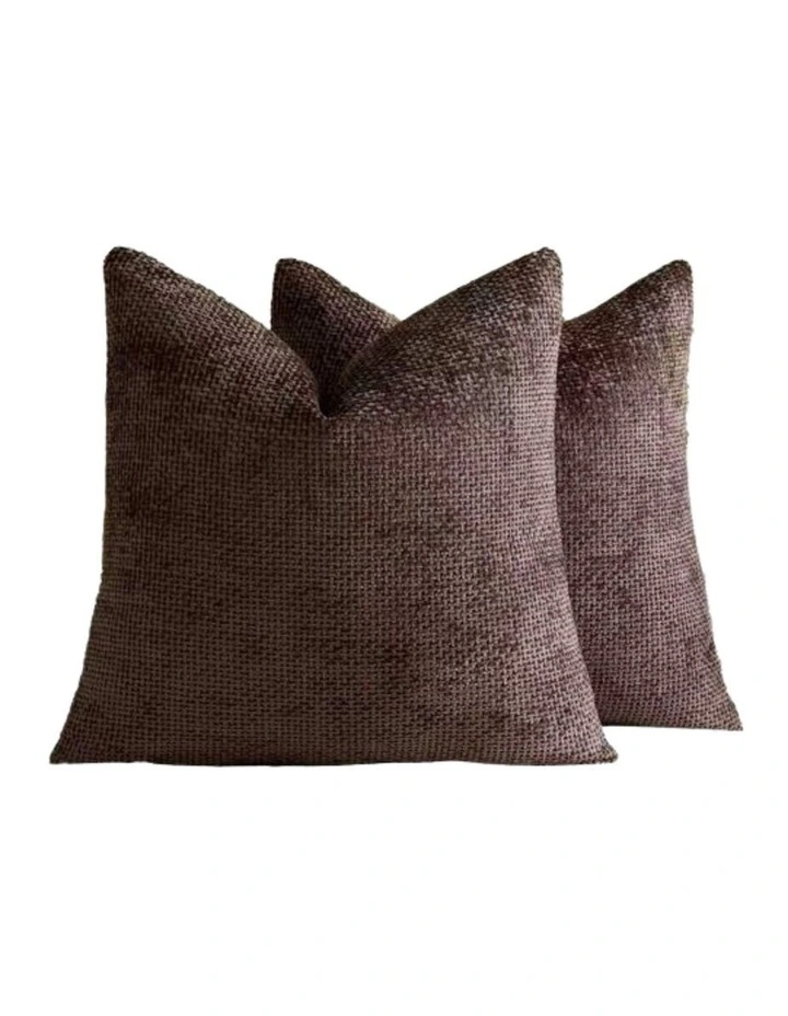 Chenille Grid Cushion Covers in Brown 2 Pack (45x45cm) image 2