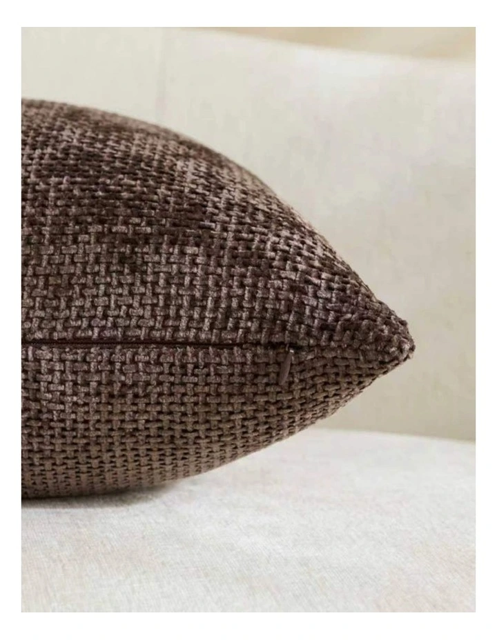 Chenille Grid Cushion Covers in Brown 2 Pack (45x45cm) image 4