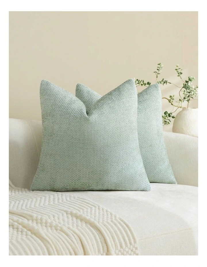 Chenille Grid Cushion Covers in Sage 2 Pack (50x50cm) image 1
