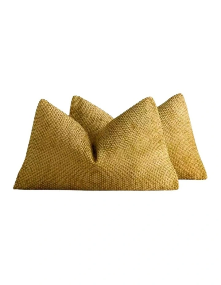 Chenille Grid Cushion Covers in Mustard 2 Pack (30x50cm) image 2