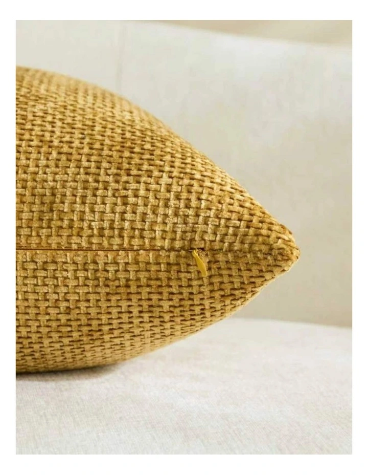 Chenille Grid Cushion Covers in Mustard 2 Pack (30x50cm) image 4